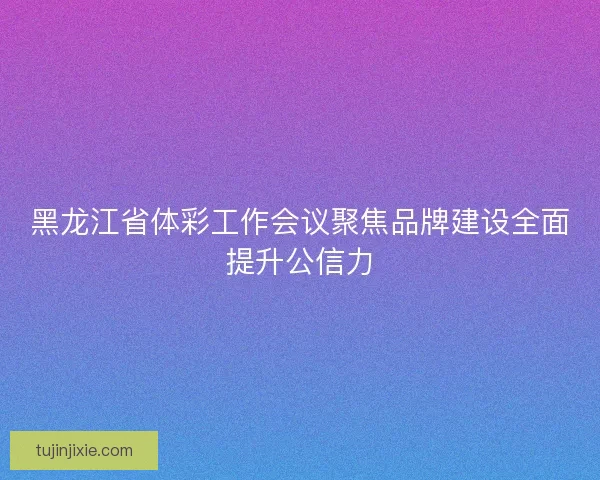 黑龙江省体彩工作会议聚焦品牌建设全面提升公信力